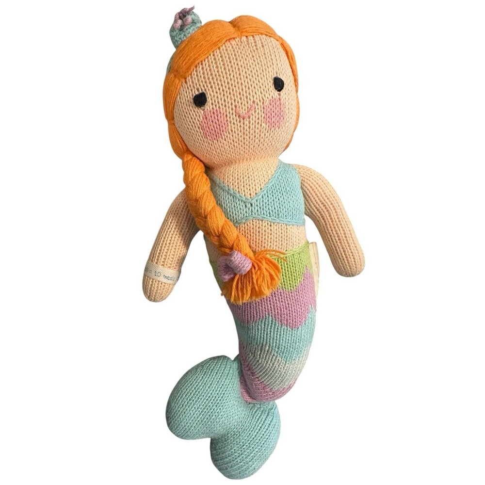 Cuddle + Kind Isla The Mermaid Knit Doll 13" Little Handcrafted Plush Coral Hair